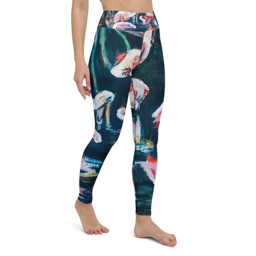 Roseate Spoonbill Reflection Yoga Leggings