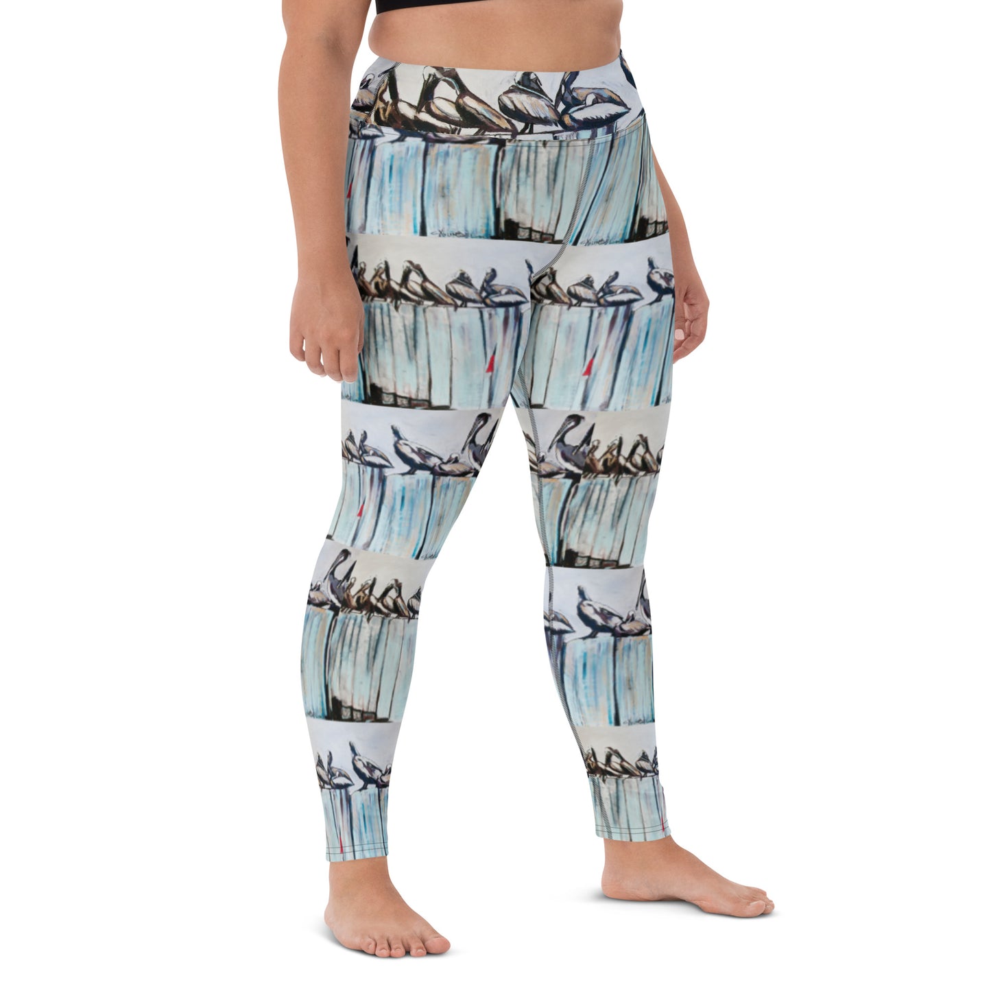 Pelicans on the Pier Yoga Leggings