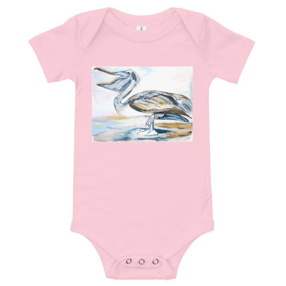 Brown Pelican Baby short sleeve one piece