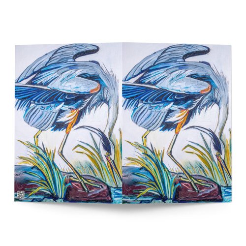 Blue Heron Catching Fish Greeting card