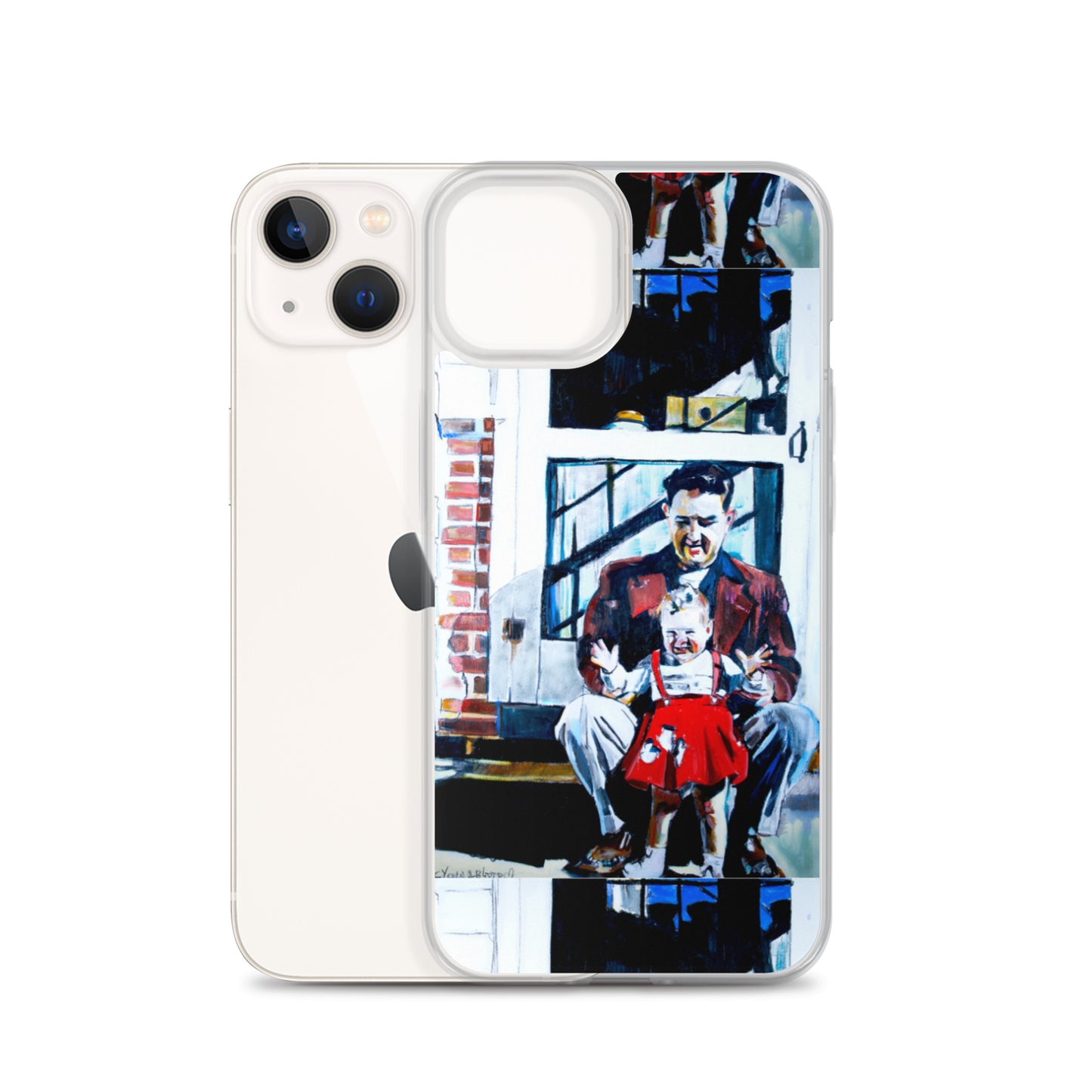 Vintage Father with baby in Red Dress iPhone Case