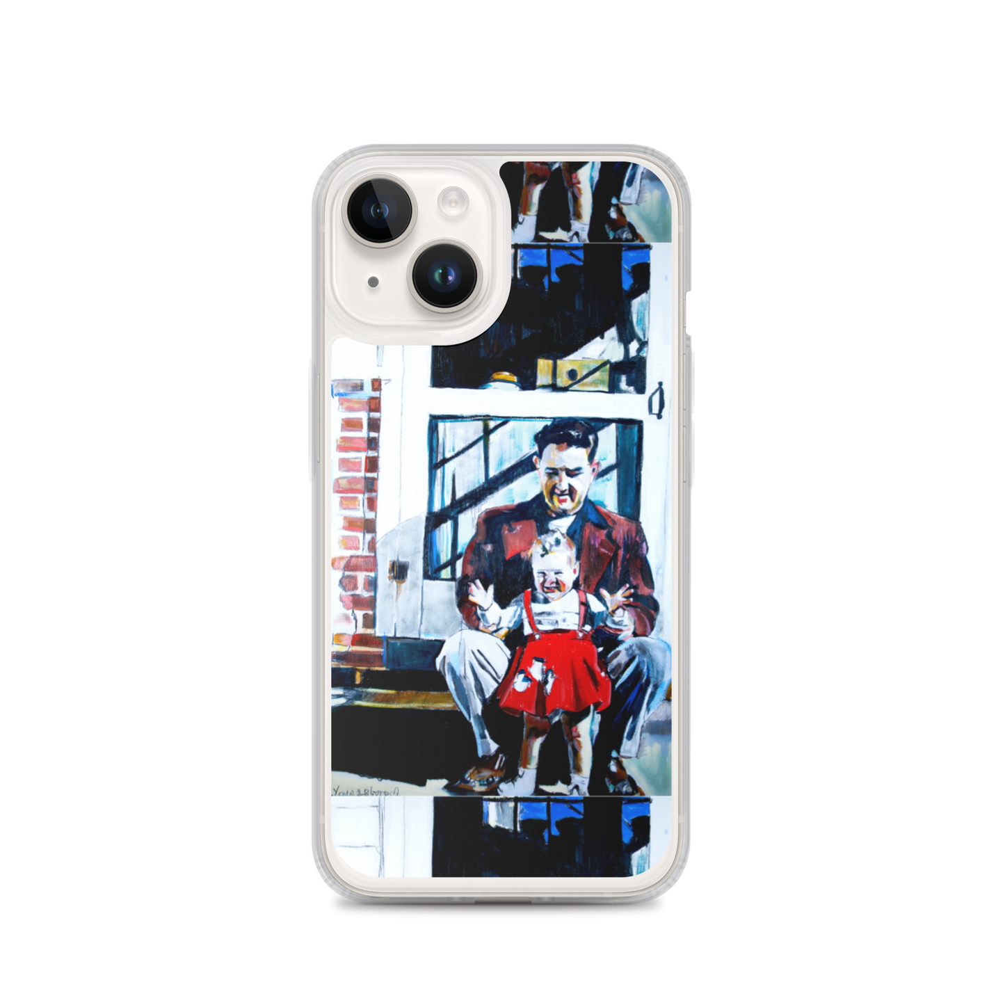 Vintage Father with baby in Red Dress iPhone Case
