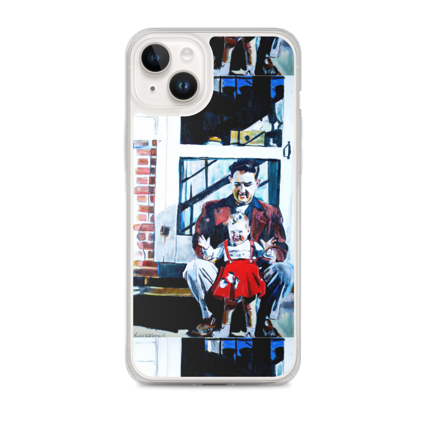 Vintage Father with baby in Red Dress iPhone Case