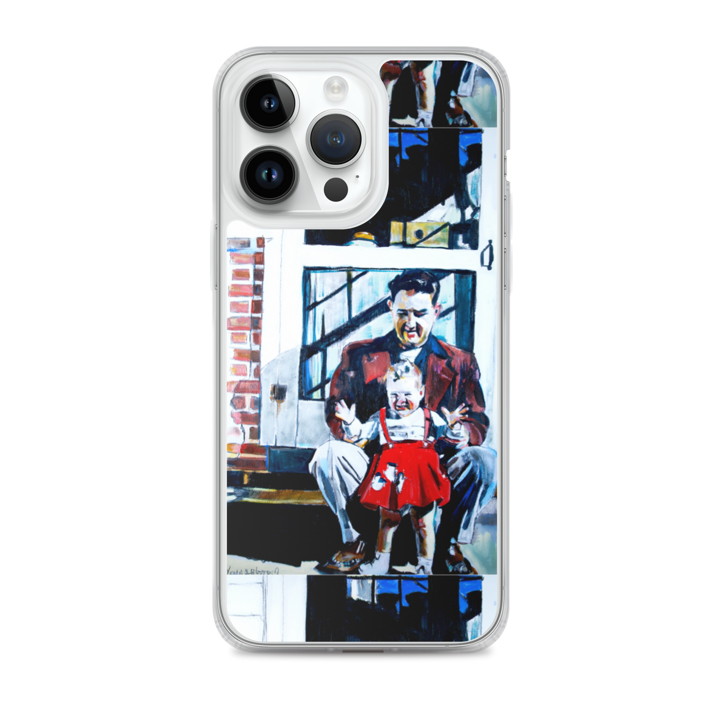 Vintage Father with baby in Red Dress iPhone Case