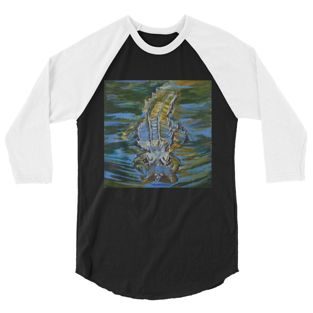 Gator Under Water 3/4 sleeve raglan shirt