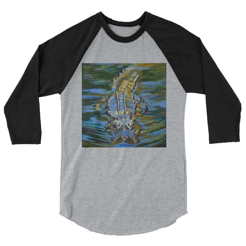 Gator Under Water 3/4 sleeve raglan shirt