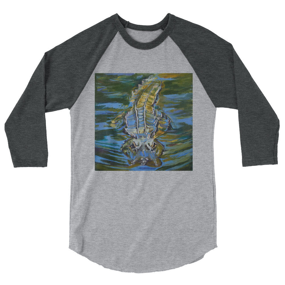 Gator Under Water 3/4 sleeve raglan shirt