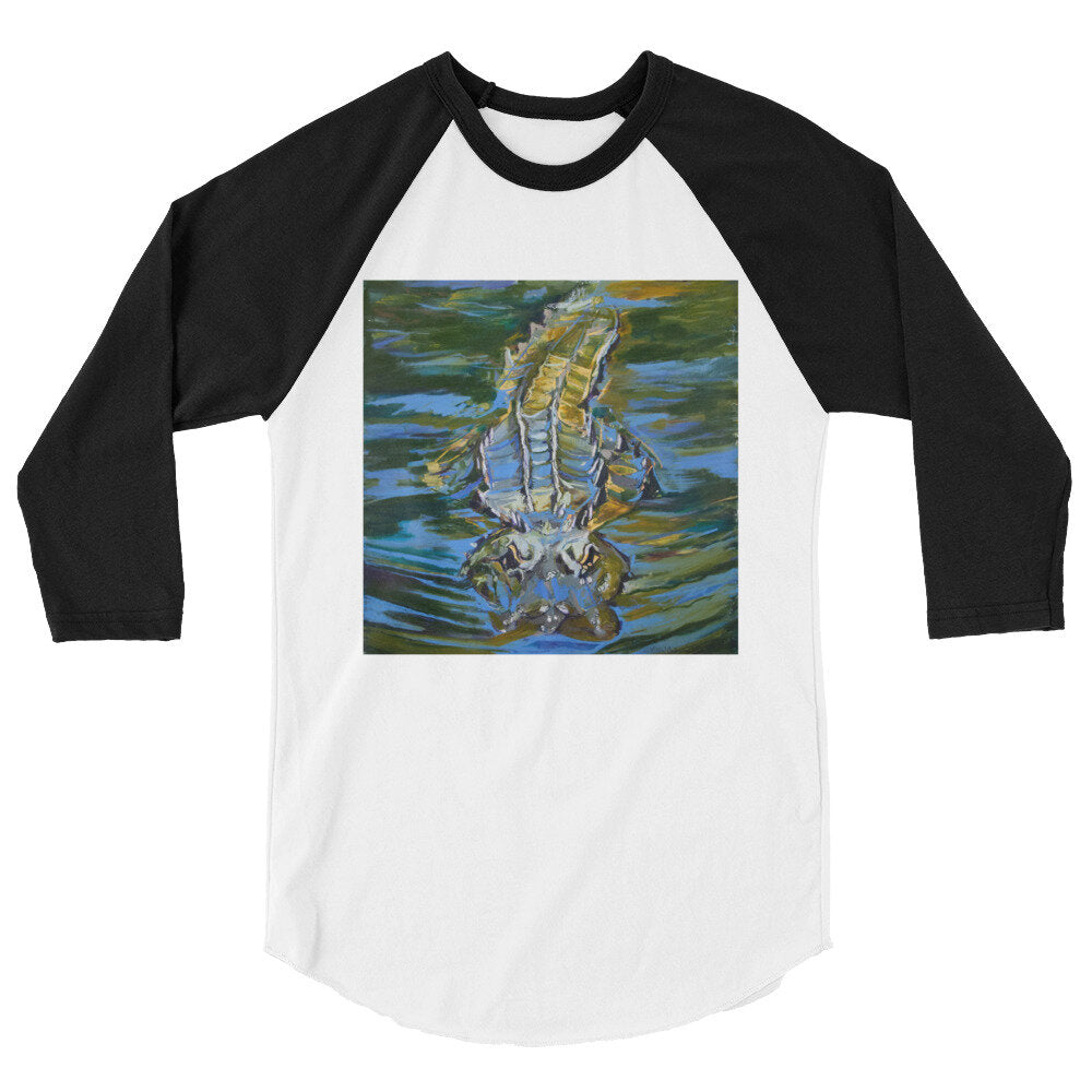 Gator Under Water 3/4 sleeve raglan shirt