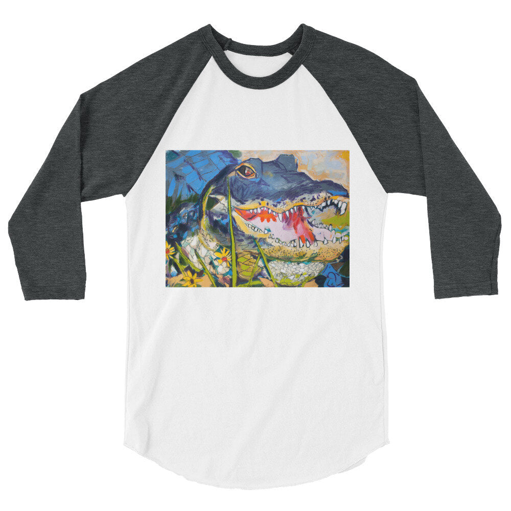 Gator with Wildflowers 3/4 sleeve raglan shirt