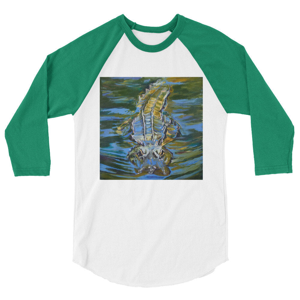 Gator Under Water 3/4 sleeve raglan shirt