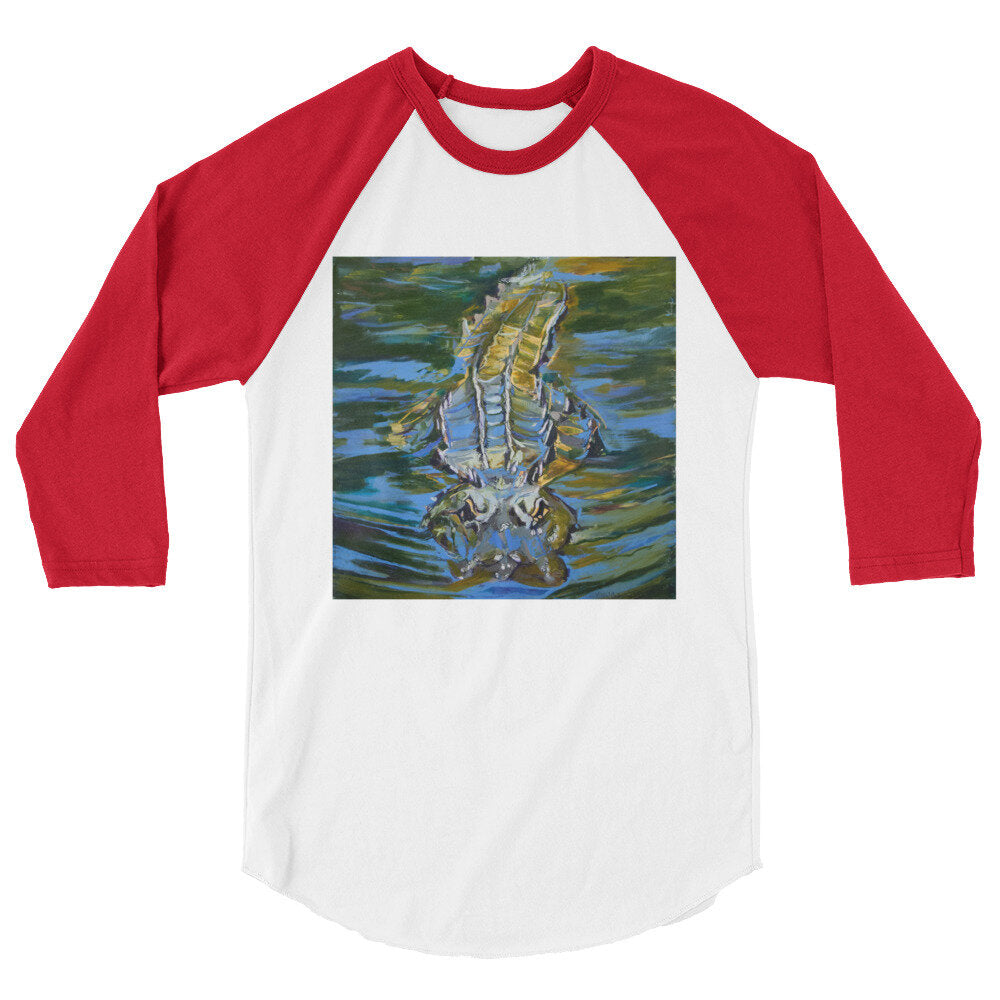 Gator Under Water 3/4 sleeve raglan shirt