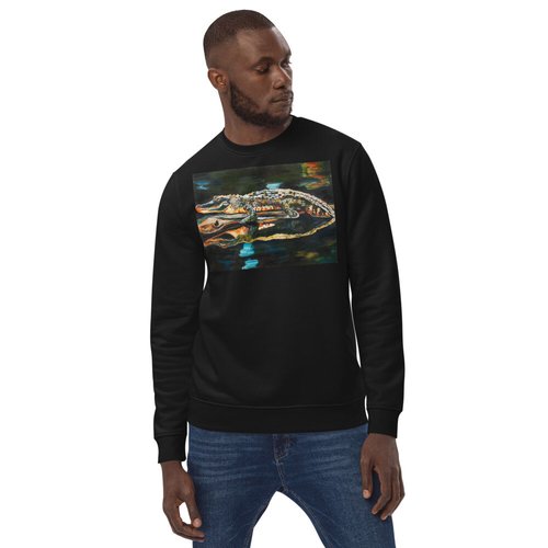 Gator on Log with Reflection Unisex eco sweatshirt