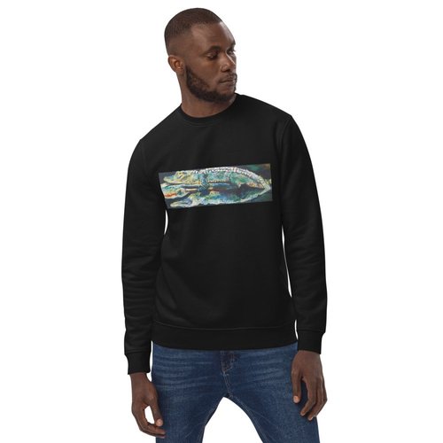 Psychedelic Gator with Reflection Unisex eco sweatshirt