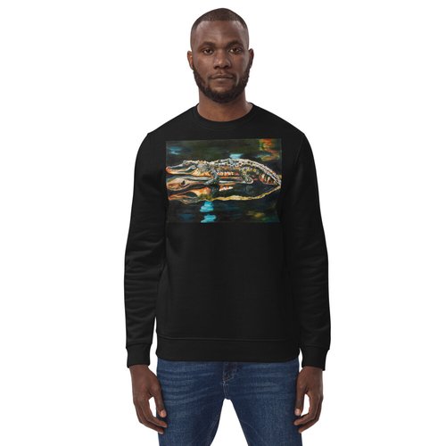 Gator on Log with Reflection Unisex eco sweatshirt