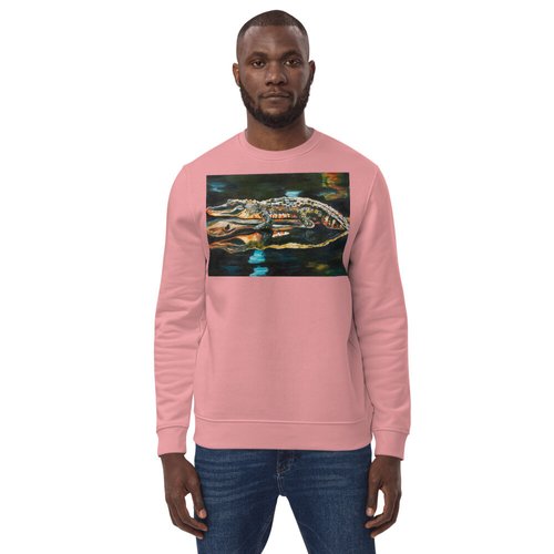 Gator on Log with Reflection Unisex eco sweatshirt