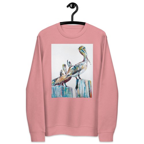 Bold Pelicans in the Fog Unisex eco sweatshirt