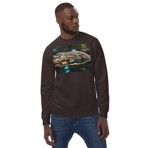 Gator on Log with Reflection Unisex eco sweatshirt