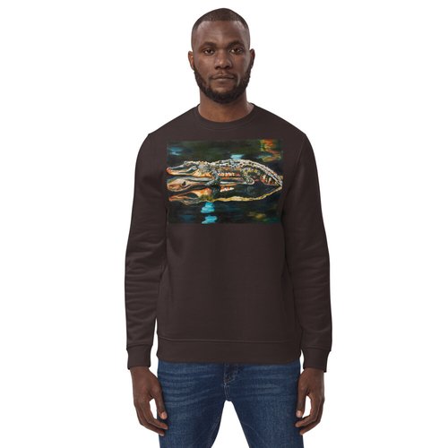 Gator on Log with Reflection Unisex eco sweatshirt