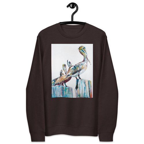 Bold Pelicans in the Fog Unisex eco sweatshirt