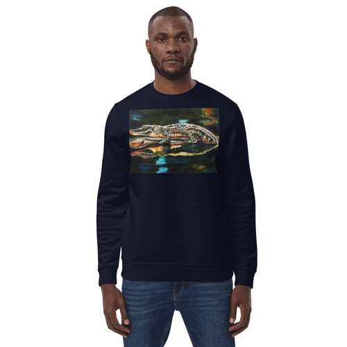 Gator on Log with Reflection Unisex eco sweatshirt