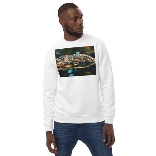 Gator on Log with Reflection Unisex eco sweatshirt