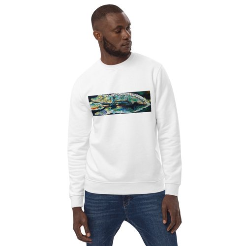 Psychedelic Gator with Reflection Unisex eco sweatshirt