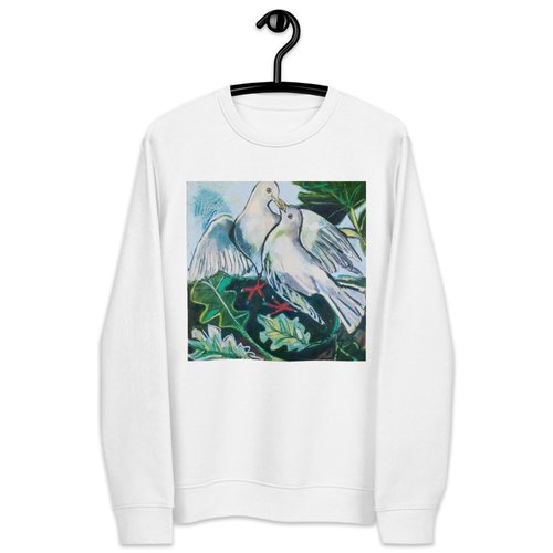 Doves in Abstract Landscape Unisex eco sweatshirt