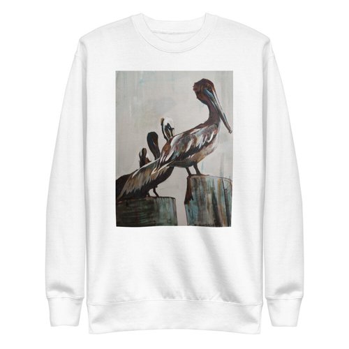 Pelicans in the Fog Unisex Fleece Pullover