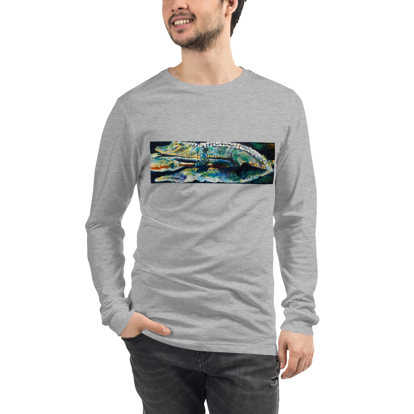 Psychedelic Gator with Reflection Unisex Long Sleeve Tee