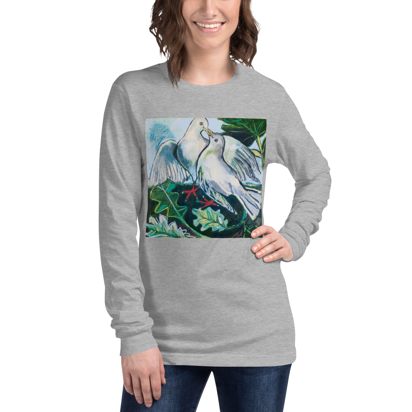 Doves in Landscape Unisex Long Sleeve Tee