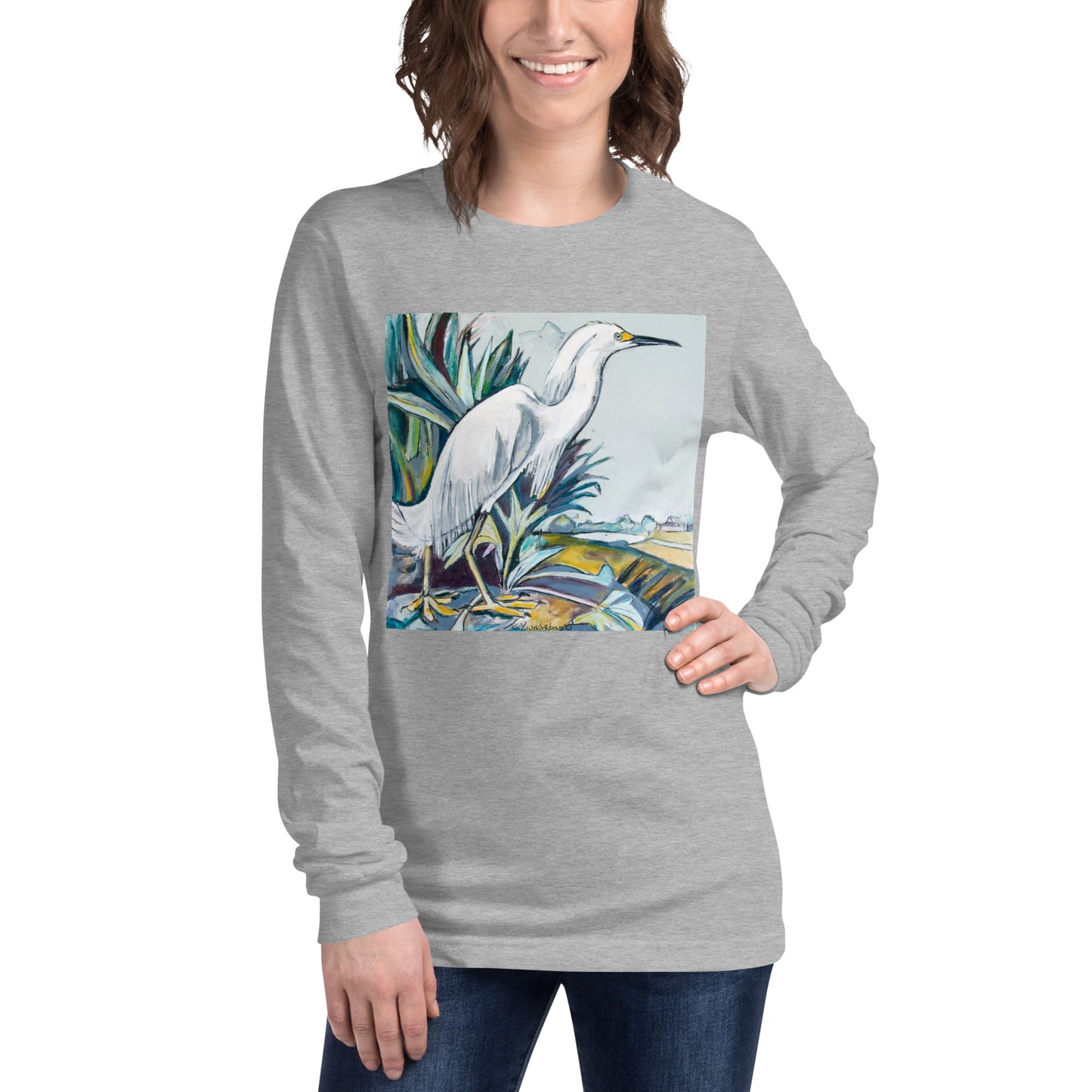 Snowy White Egret Unisex Long Sleeve Tee