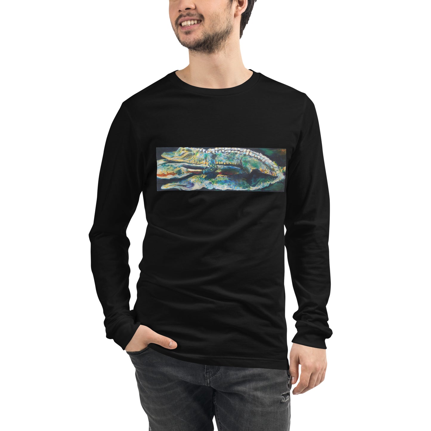 Psychedelic Gator with Reflection Unisex Long Sleeve Tee