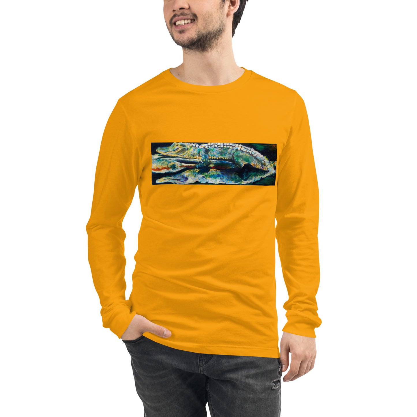 Psychedelic Gator with Reflection Unisex Long Sleeve Tee