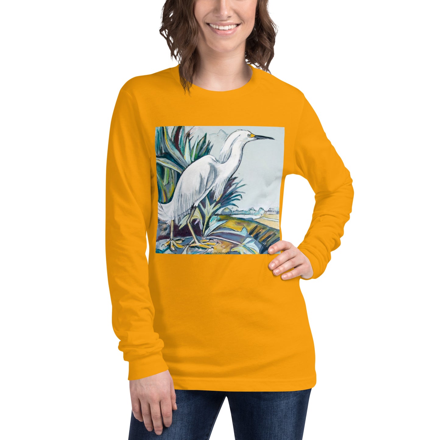 Snowy White Egret Unisex Long Sleeve Tee