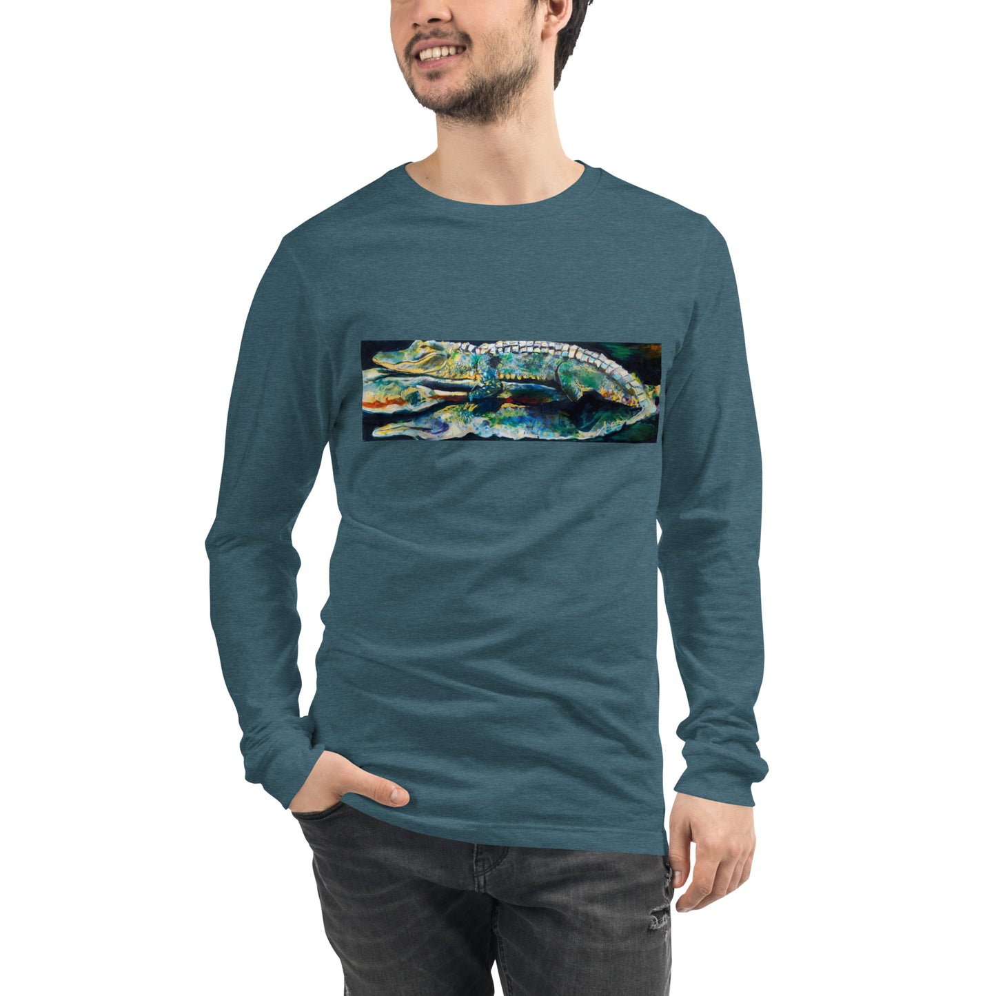 Psychedelic Gator with Reflection Unisex Long Sleeve Tee