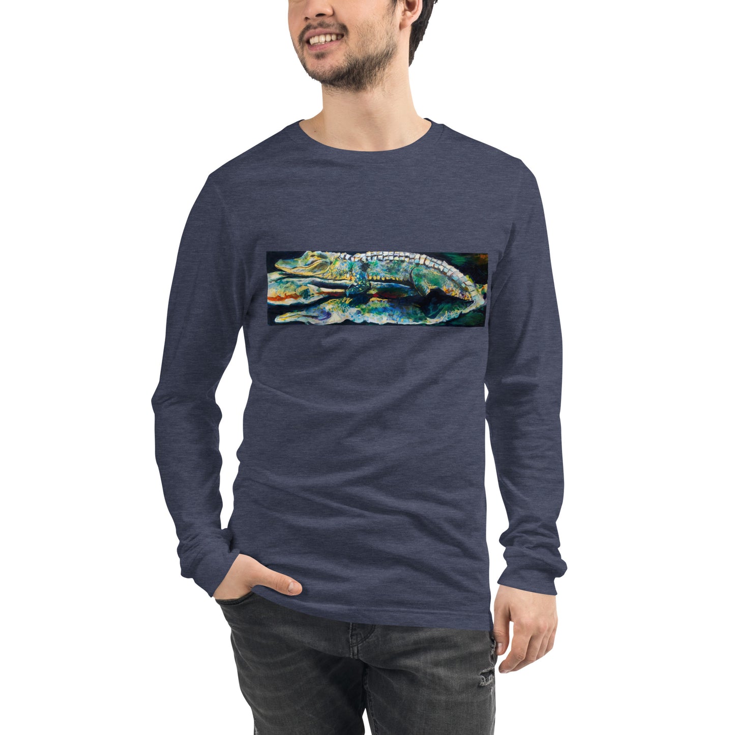 Psychedelic Gator with Reflection Unisex Long Sleeve Tee