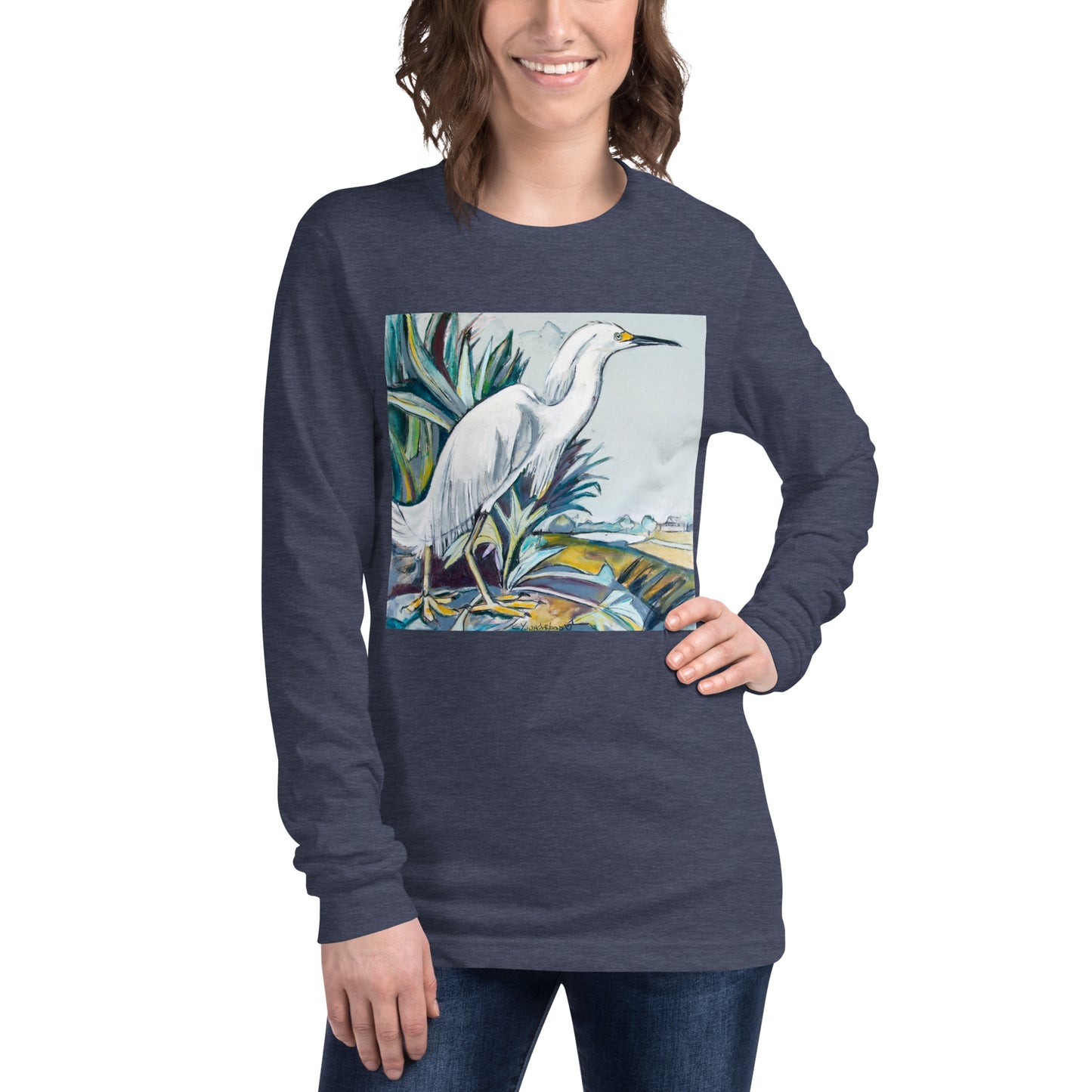 Snowy White Egret Unisex Long Sleeve Tee