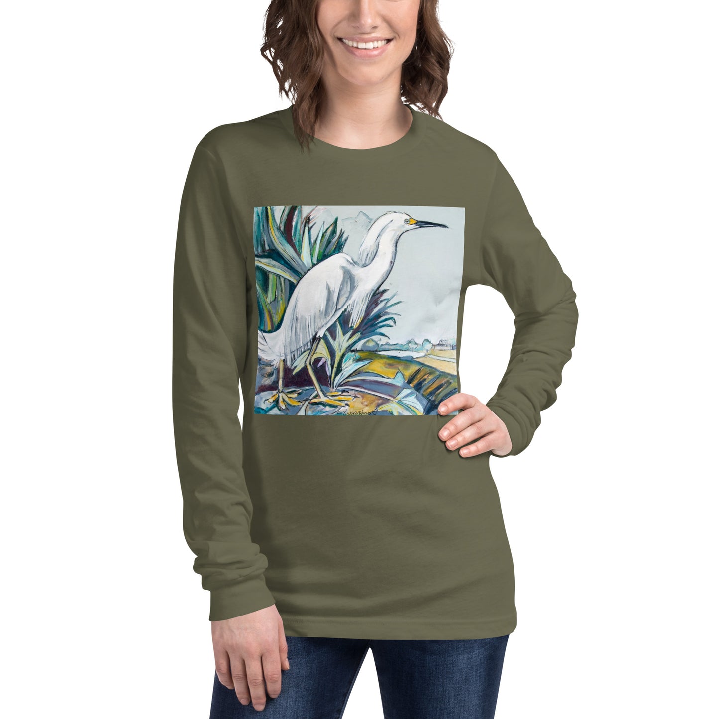 Snowy White Egret Unisex Long Sleeve Tee