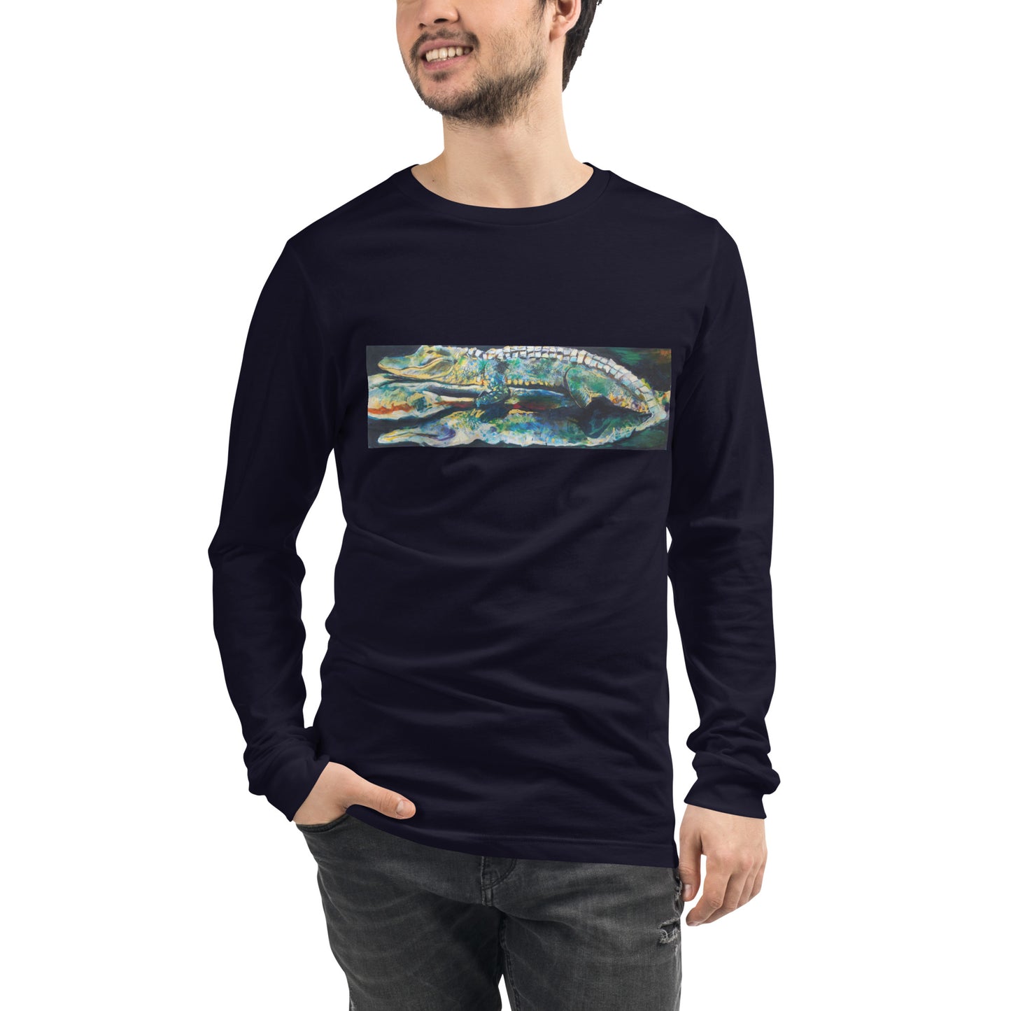 Psychedelic Gator with Reflection Unisex Long Sleeve Tee