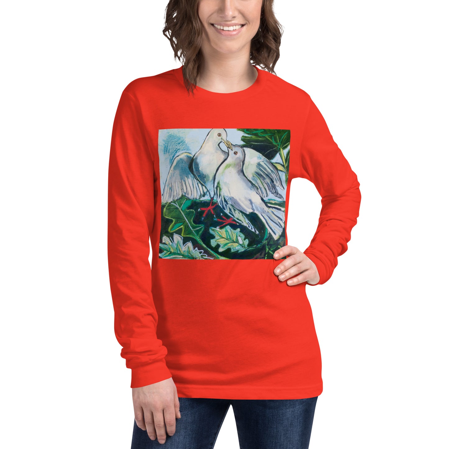 Doves in Landscape Unisex Long Sleeve Tee