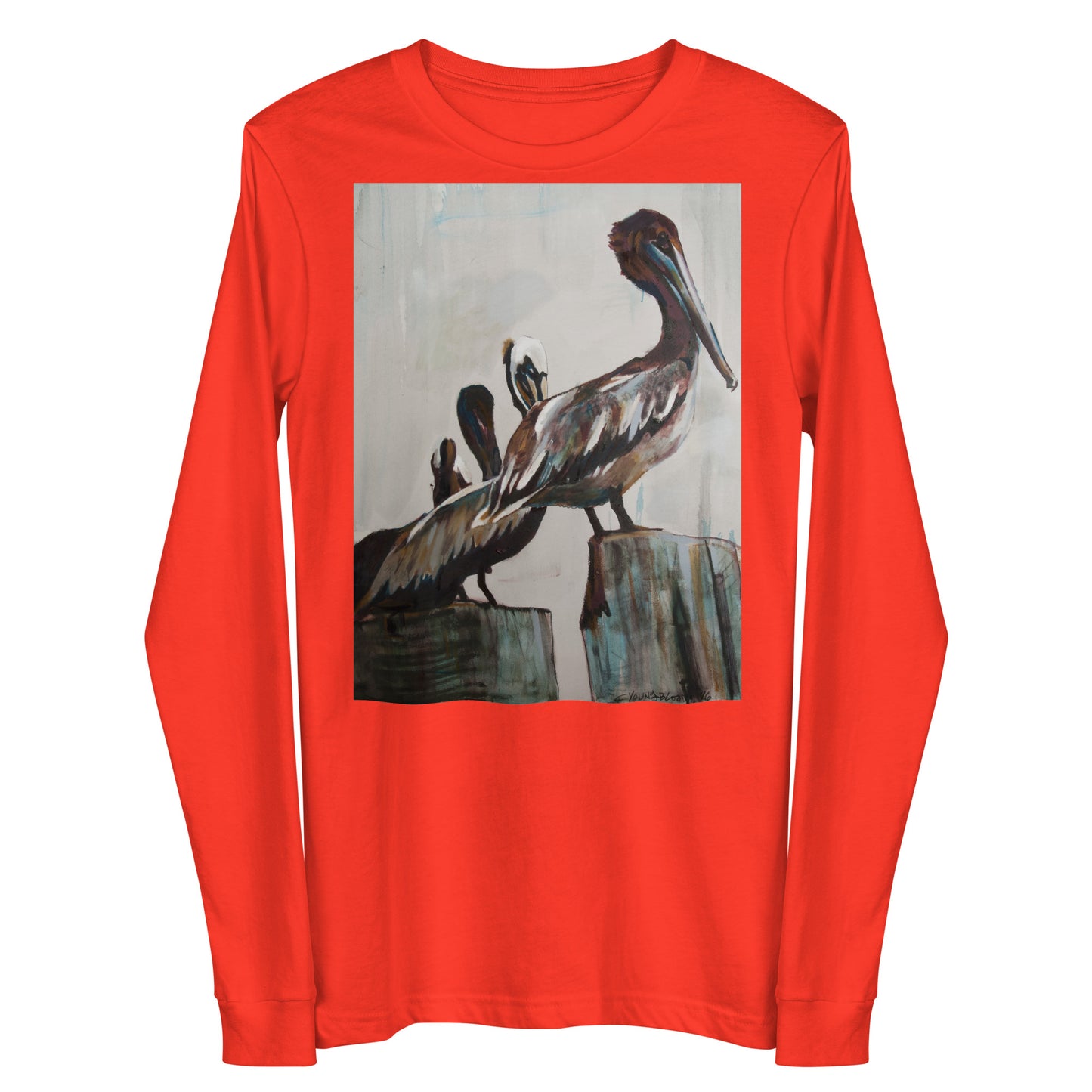 Pelicans in the Fog Unisex Long Sleeve Tee