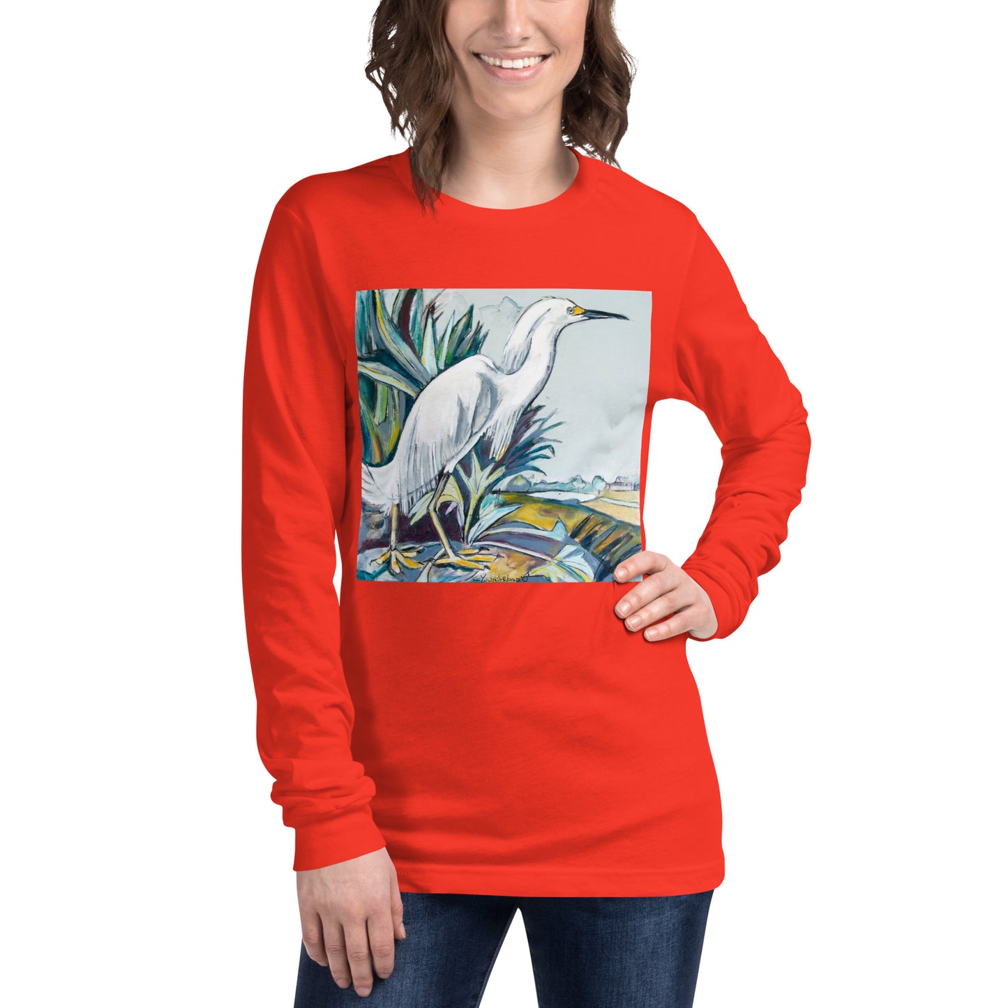 Snowy White Egret Unisex Long Sleeve Tee