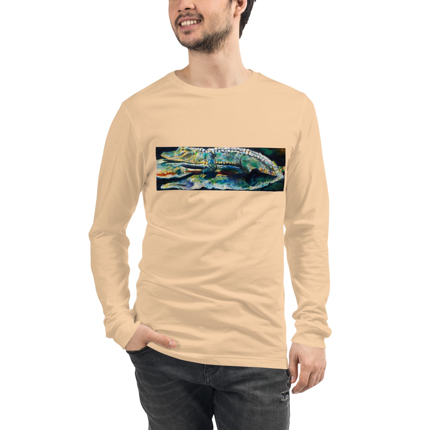 Psychedelic Gator with Reflection Unisex Long Sleeve Tee