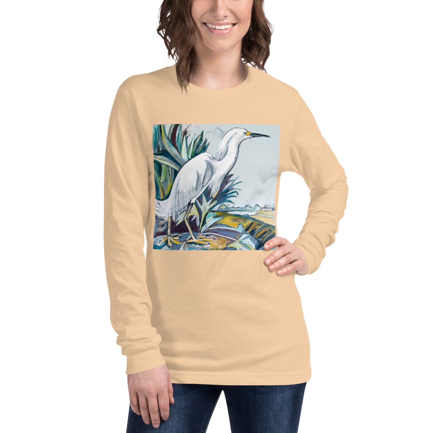 Snowy White Egret Unisex Long Sleeve Tee