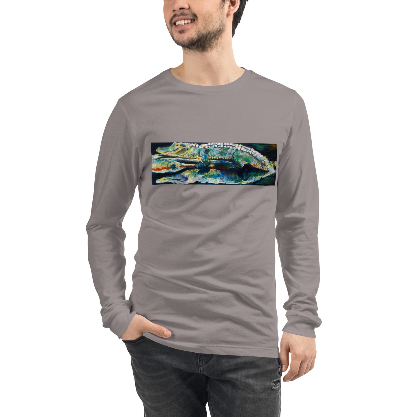 Psychedelic Gator with Reflection Unisex Long Sleeve Tee