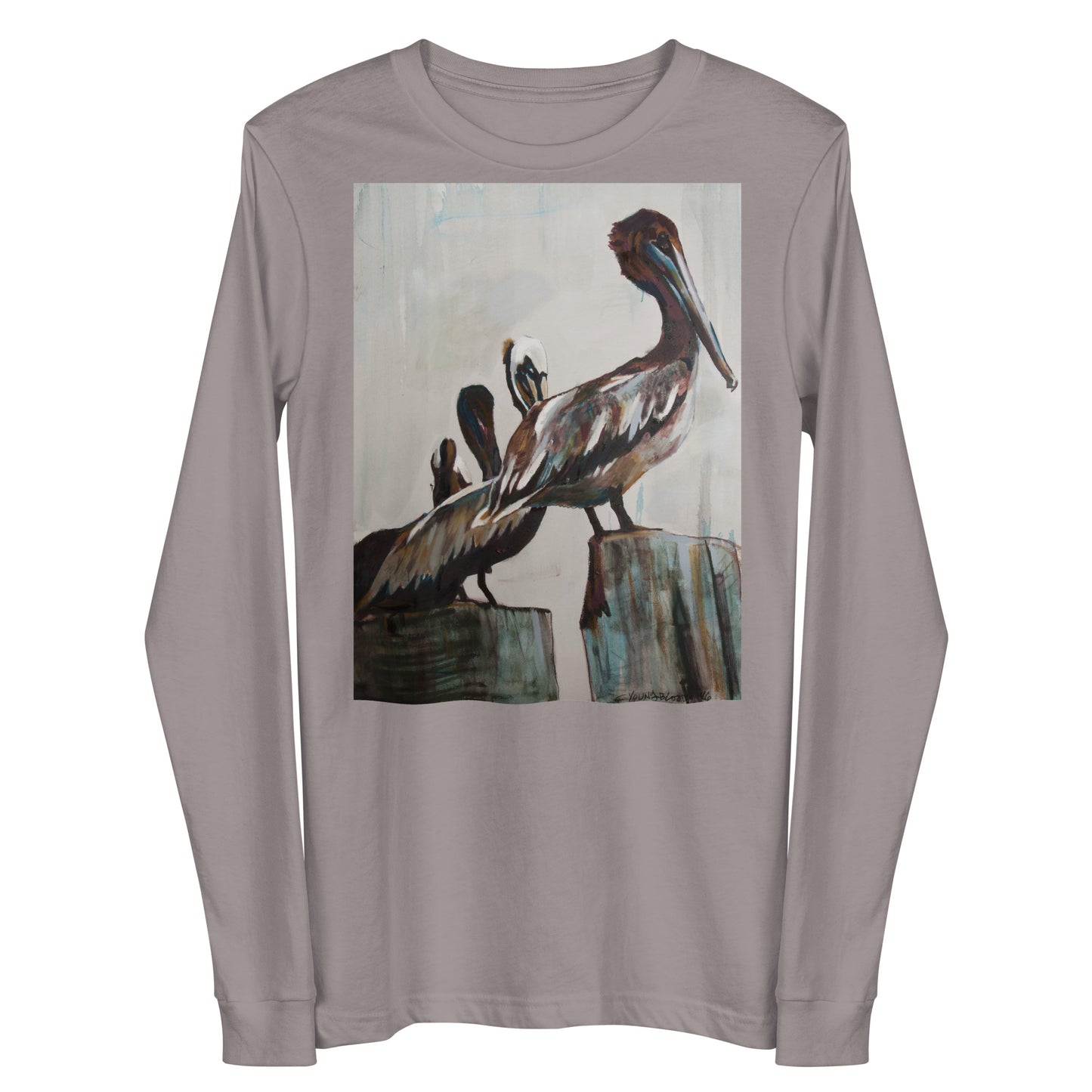 Pelicans in the Fog Unisex Long Sleeve Tee