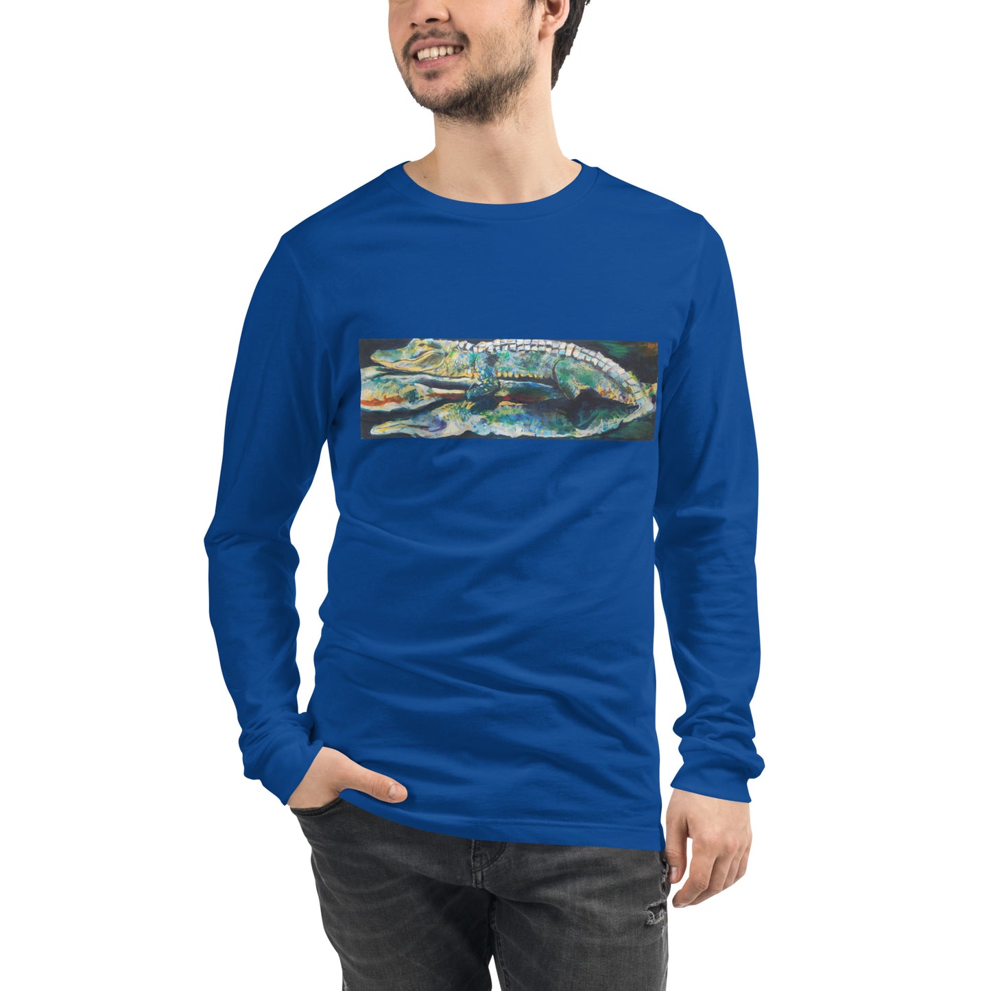 Psychedelic Gator with Reflection Unisex Long Sleeve Tee