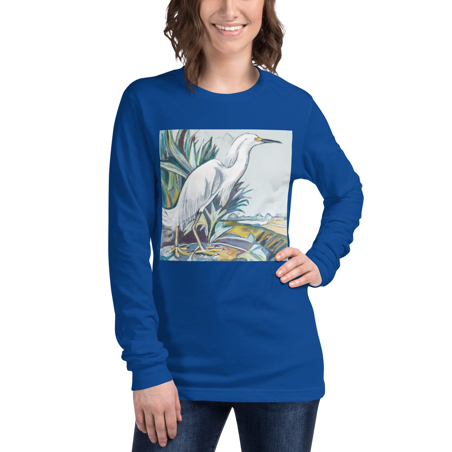 Snowy White Egret Unisex Long Sleeve Tee