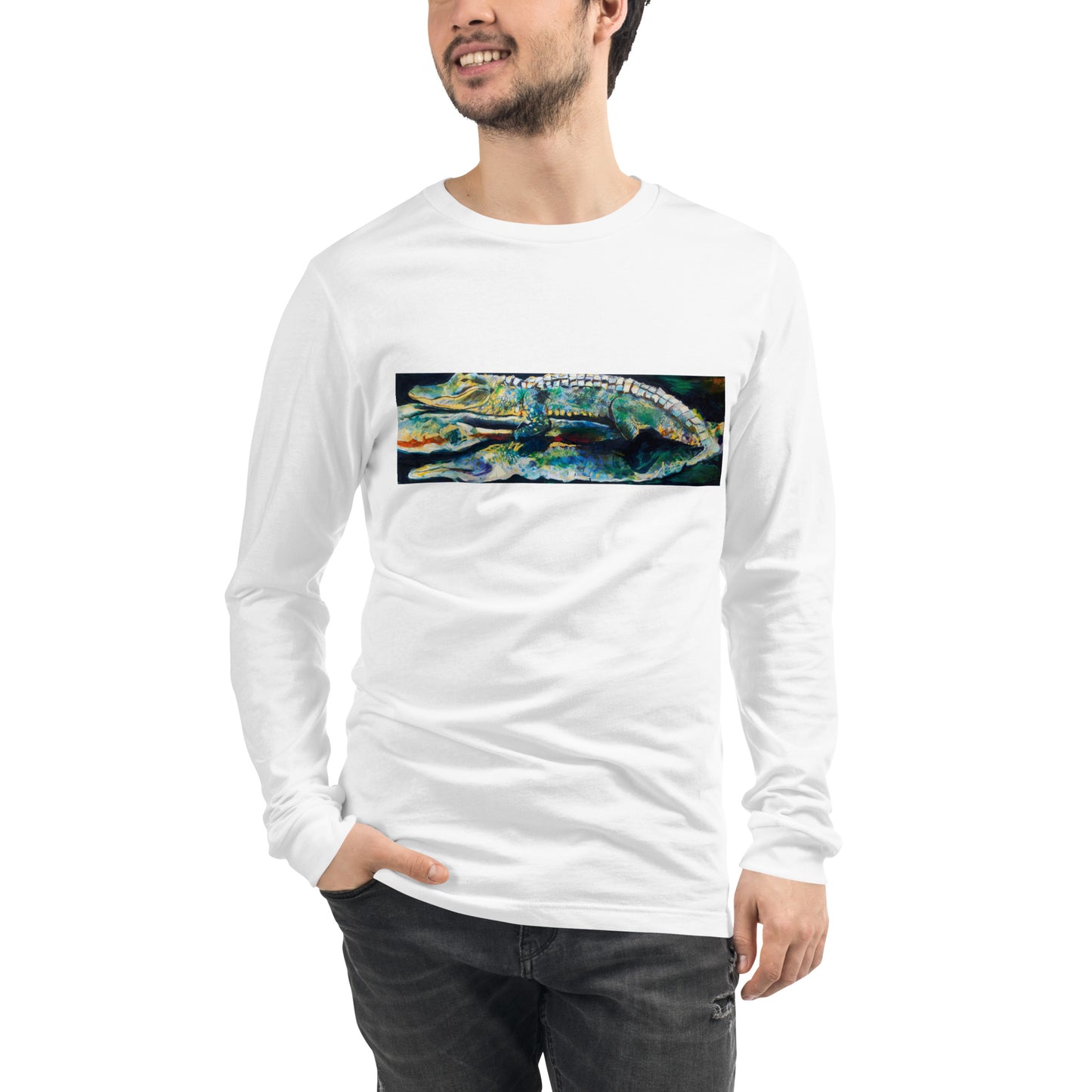 Psychedelic Gator with Reflection Unisex Long Sleeve Tee