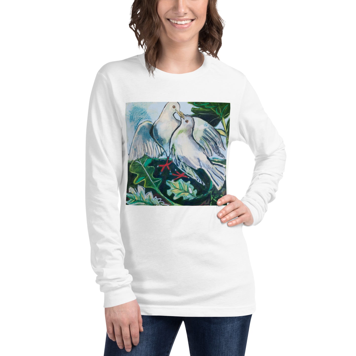 Doves in Landscape Unisex Long Sleeve Tee